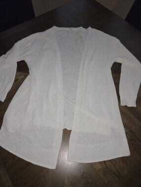 dip Lightweight Open Front Cardigan Sweater in White sz LARGE